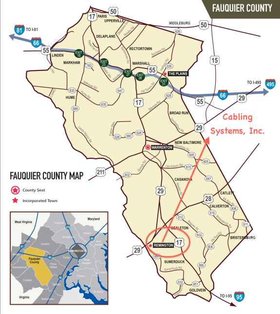 Map of Fauquier County VA